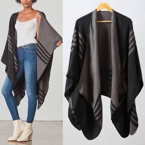 B.B. Dakota black and grey poncho